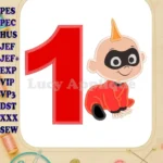 Jack Jack Parr The Incredibles Birthday Number 1 Applique 03 Design - Instant Download