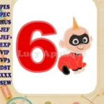 Jack Jack Parr The Incredibles Birthday Number 6 Applique 03 Design - Instant Download