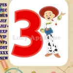 Jessie Toy Story 3rd Birthday Applique Embroidery Design - Instant Download