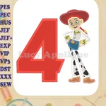 Jessie Toy Story 4th Birthday Fill Machine Embroidery Design - Instant Download