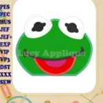 Kermit Muppet Baby Head 01 Applique Embroidery Design - Instant Download