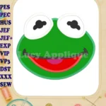 Kermit Muppet Baby Head 02 Applique Embroidery Design - Instant Download