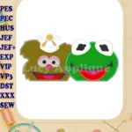 Kermit and Fozzie Muppet Baby Heads 01 Applique Embroidery Design - Instant Download
