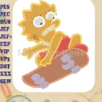 Lisa Simpson Skateboard Fill Embroidery Design - Instant Download