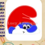 PaPa Smurf Head Applique Embroidery Design - Instant Download
