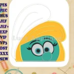 Smurfette Head Applique Embroidery Design 1 - Instant Download