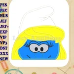 Smurfette Head Applique Embroidery Design - Instant Download