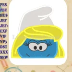 Smurfette Head Fill Machine Embroidery Design 2 - Instant Download