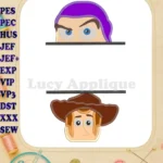 Split Buzz Lightyear and Sheriff Woody Toy Story Applique Embroidery Design - Instant Download