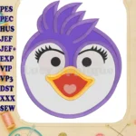 Summer Penguin Muppet Baby Head 01 Applique Embroidery Design - Instant Download