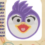 Summer Penguin Muppet Baby Head 01 Fill Machine Embroidery Design - Instant Download