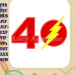 The Flash Birthday Number 4 Applique Design - Instant Download