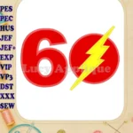 The Flash Birthday Number 6 Applique Design - Instant Download