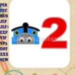 Thomas the Train Birthday Number 2 Applique Design - Instant Download