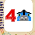 Thomas the Train Birthday Number 4 Applique Design - Instant Download