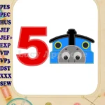 Thomas the Train Birthday Number 5 Applique Design - Instant Download