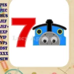 Thomas the Train Birthday Number 7 Applique Design - Instant Download