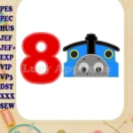Thomas the Train Birthday Number 8 Applique Design - Instant Download