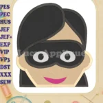 Violet Parr Incredibles Head Fill Machine Embroidery Design - Instant Download