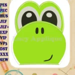 Yoshi Super Mario Head Applique Embroidery Design 1 - Instant Download