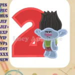 Branch Trolls Birthday Number 2 Fill Machine Embroidery Design - Instant Download