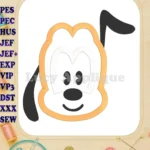 Disney Cuties Pluto Face Applique Embroidery Design - Instant Download