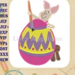 Easter Piglet Winnie the Pooh Fill Embroidery Design - Instant Download