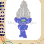 Guy Diamond Trolls Applique 01 Embroidery Design - Instant Download