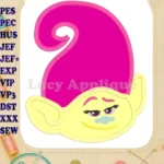 Mandy Trolls Head Applique Embroidery Design - Instant Download
