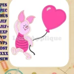 Piglet Winnie the Pooh With Balloon Applique Design - Instant Download
