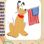 Pluto American Flag Applique Design - Instant Download