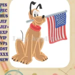 Pluto American Flag Fill Embroidery Design - Instant Download