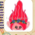 Poppy Troll Head Applique Embroidery Design - Instant Download