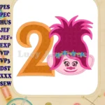 Poppy Trolls 2nd Birthday Machine Applique Design - Instant Download
