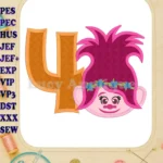 Poppy Trolls 4th Birthday Machine Applique Design - Instant Download