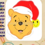 Santa Winnie the Pooh Applique Design - Instant Download