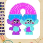 Satin and Chenille Trolls Applique Embroidery Design - Instant Download