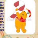 Winnie the Pooh Candy Cane Applique Design 01 - Instant Download