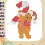 Winnie the Pooh Candy Cane Fill Embroidery Design 01 - Instant Download