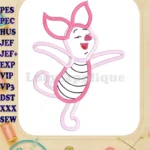Winnie the Pooh Piglet Happy Applique Embroidery Design - Instant Download