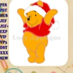 Winnie the Pooh Santa Applique Design - Instant Download
