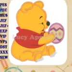 Winnie the Pooh With Egg Applique Design - Instant Download