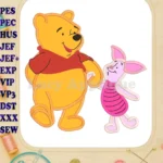 Winnie the Pooh With Piglet Applique Design 01 - Instant Download