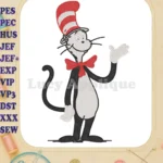 Cat in the Hat Waving Fill Embroidery Designs - Instant Download