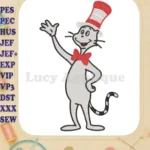 Classic Cat in the Hat Waving Fill Embroidery Designs - Instant Download