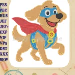 Charlie the Wonderdog Superhero Fill Embroidery Designs with Red Cape - Instant Download