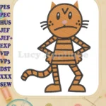 Dog Man Petey the Cat grumpy fill embroidery designs - Instant Download