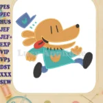 Excited Dog Man Running Fill Embroidery Designs - Instant Download