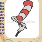Dr Seuss Cat in the Hat iconic striped fill embroidery designs - Instant Download