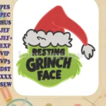 Dr Seuss Grinch Resting Face Fill Embroidery Designs - Instant Download